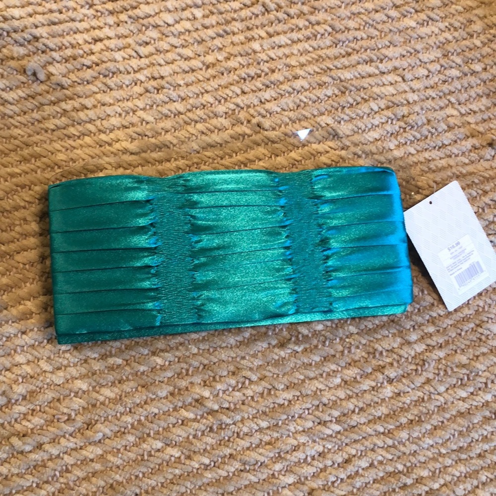 Teal satin clutch